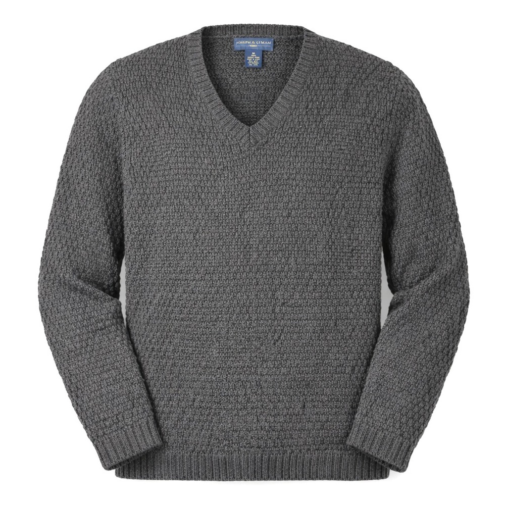 Joseph & Lyman Men's 100% Merino Wool V-Neck Sweater Gray Size Medium